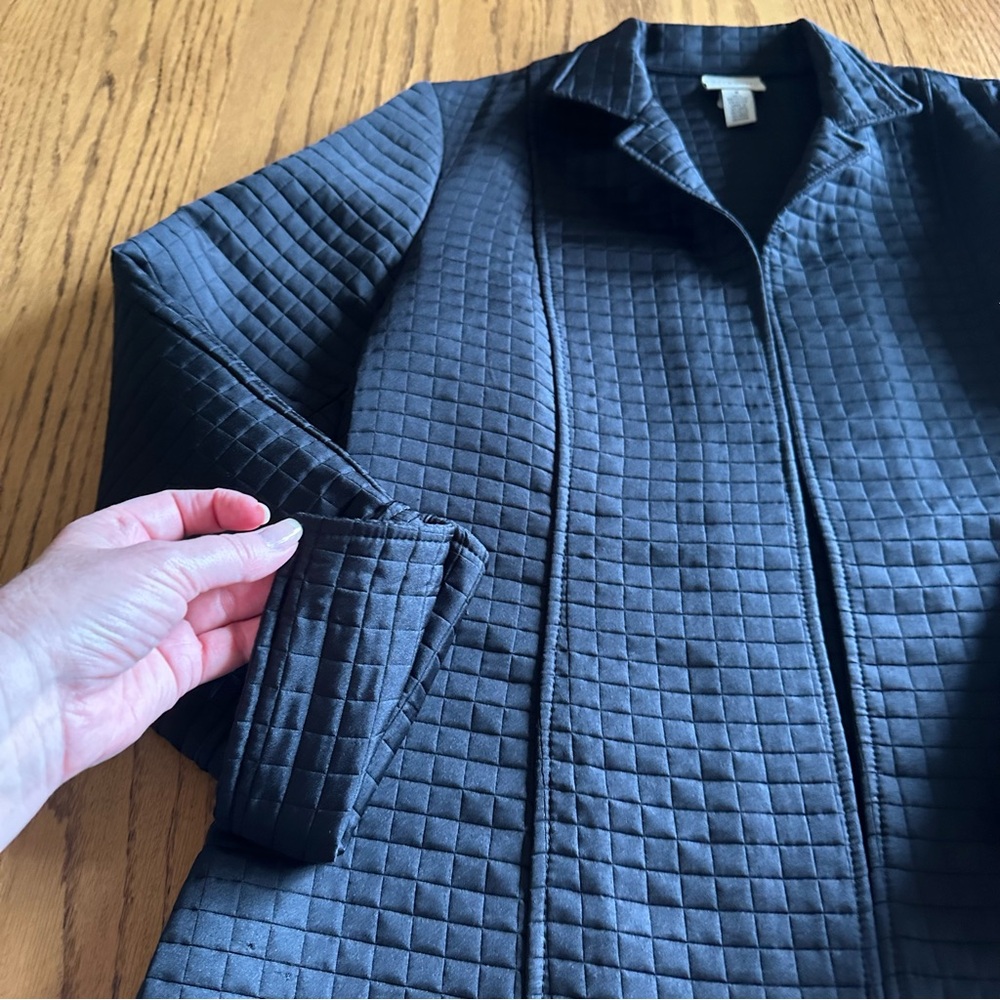 Classic Elements Quilted Black Blazer Jacket Size… - image 9